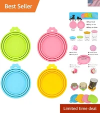 Dishwasher Safe Silicone Can Covers for Dogs & Cats - 4 Pack of Vibrant Lids