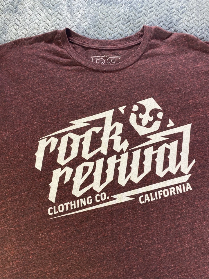 Rock Revival Men's Dark Red Cotton Graphic T-Shirt Size XL - Image 2 of 4