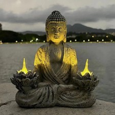Meditating Buddha Statue Garden Ornament Meditating Buddha Solar LED ✨