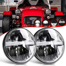 Pair 5 3/4" 5.75" Inch Black LED Headlights High Low Beam DRL For Caterham Seven