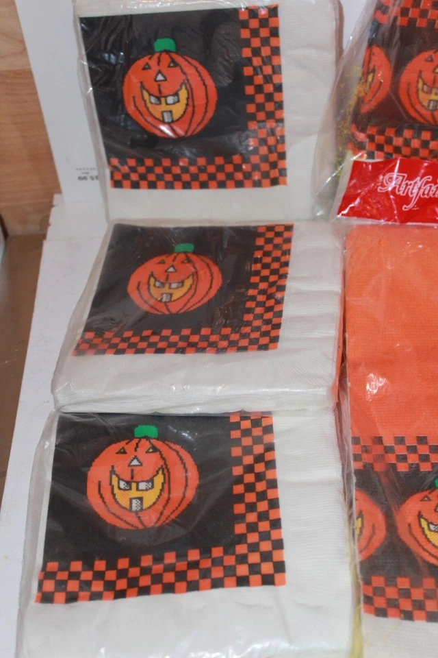5x MANTEL Y SERVILLETAS DE PAPEL HALLOWEEN VINTAGE CALABAZA JACK O LINTERNA ARTFAIRE Foto 2 de 4