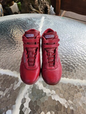 RARE Vintage Womens REEBOK Freestyle Hightop Athletic Shoes Burgandy Red 