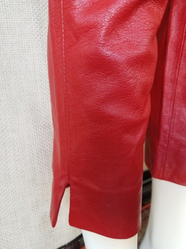 1980's WILSON'S Womens Vintage Leather Pants RED Butter Soft Biker Moto sz S M 8 - Picture 4 of 12