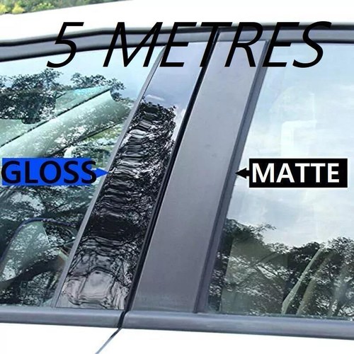 Envoltura de vinilo negro brillante desenromado 100 mm x 5 metros cromo borrar cinta de moldura para automóvil - Imagen 1 de 8