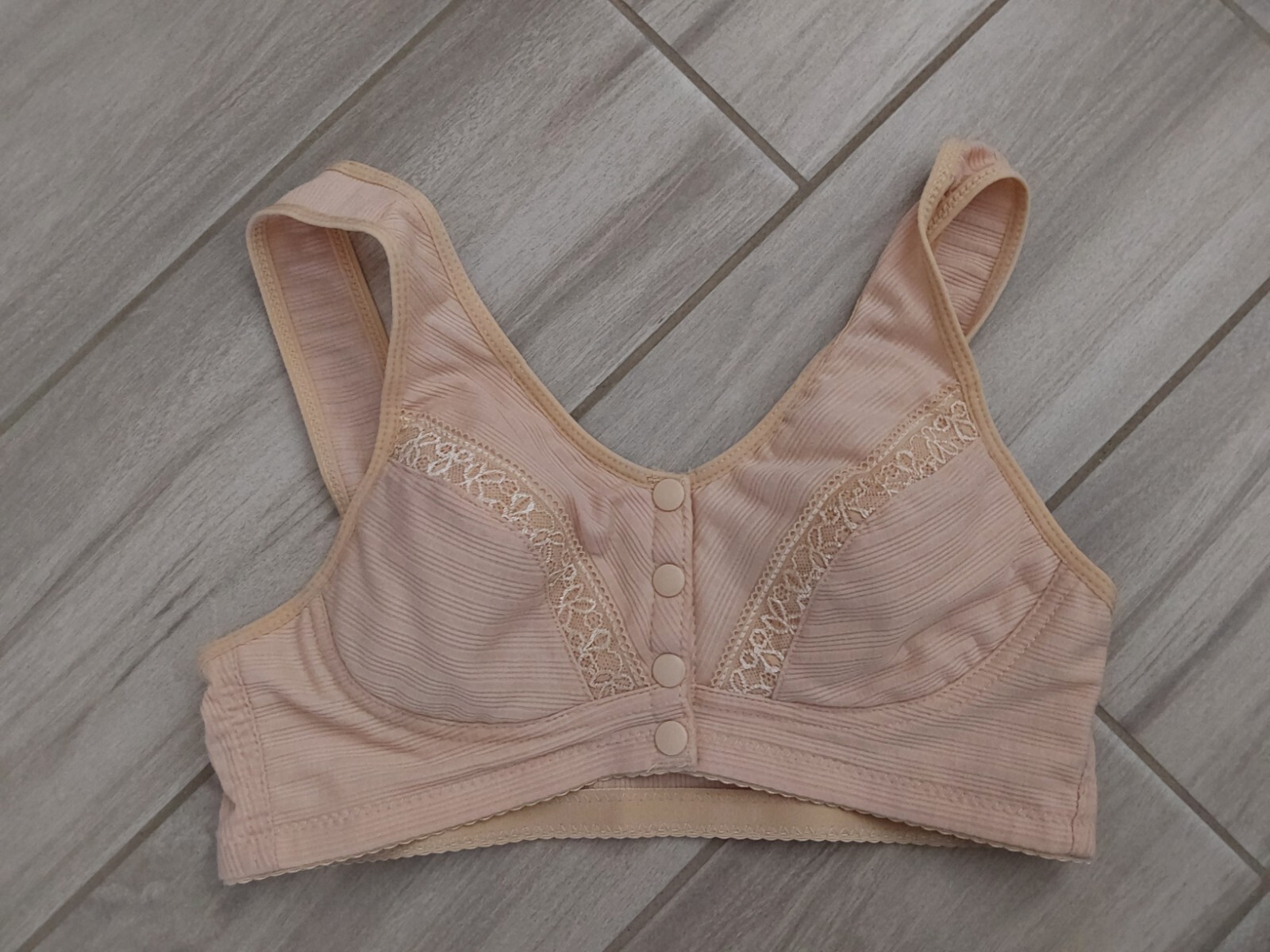 Beige Snap Front Lightly Padded Wireless Bra.    … - image 1