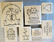 Mounted Stampin UP "HAVE A HEART" set of 7 Wood Rubber Stamps RETIRED