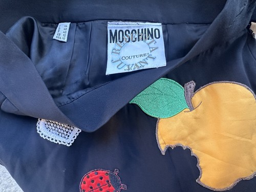 Rare Vtg collectible Moschino couture popart black skirt multicolor applique S/M - Picture 14 of 16