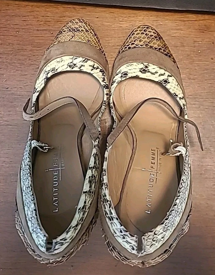 Zapatos Latitude Mujer Mujer Marrón Gamuza Estampado Animal Talla UE 40 EE. UU. 9 Foto 3 de 4