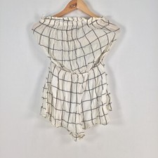 Cherry shop womens playsuit romper size M white check sleeveless stretch 059390