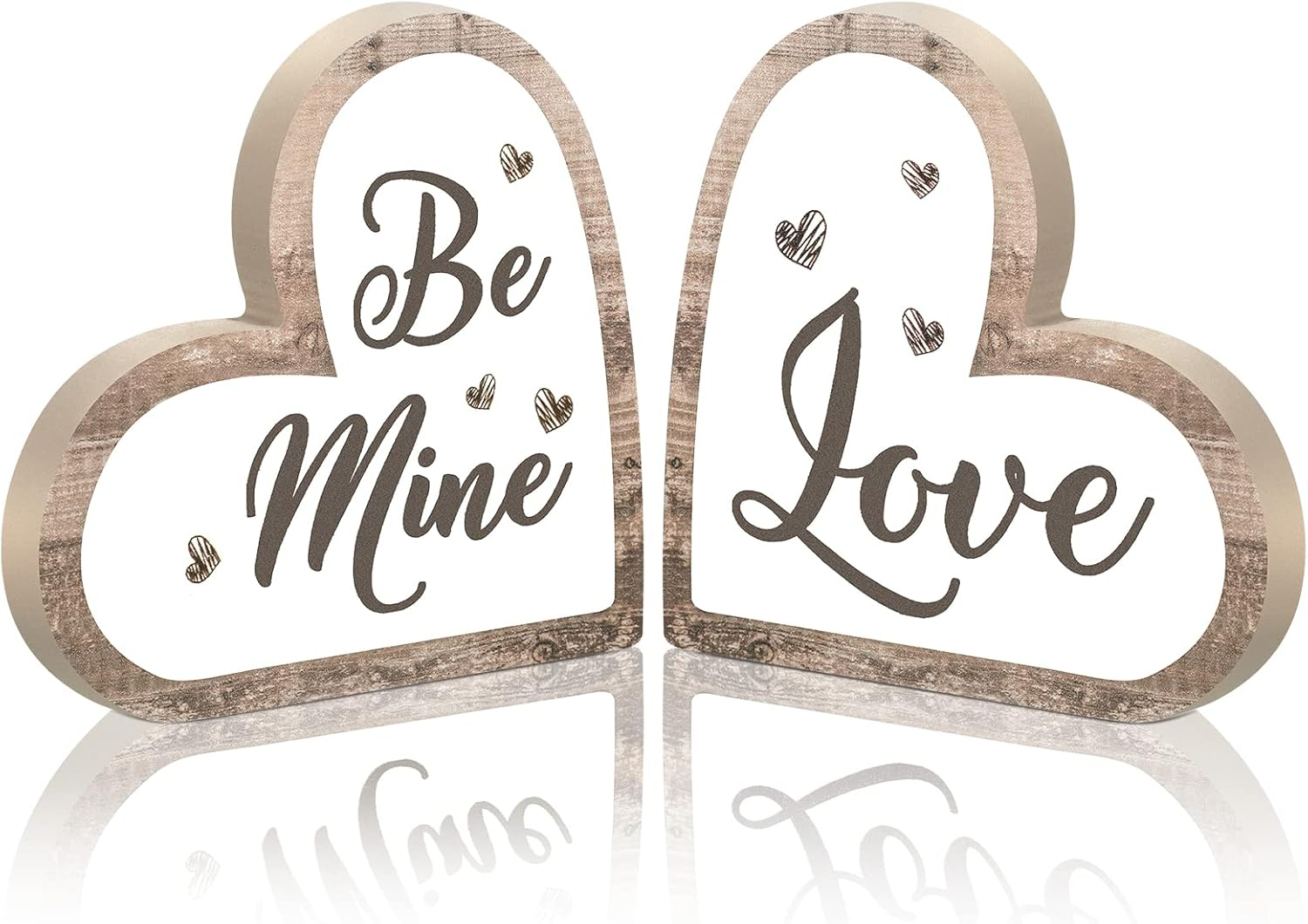 Rustic Wooden Valentine Heart Sign Be Mine Table Decor