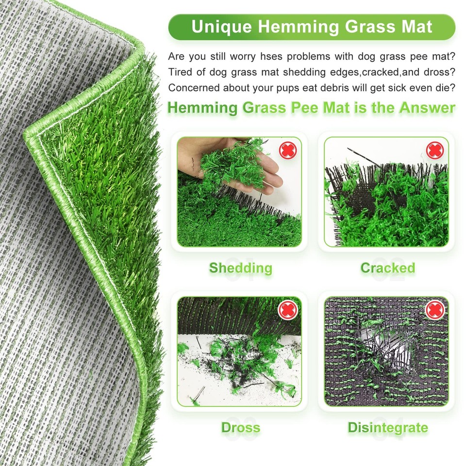 Dog Grass Pad with Tray Large, 2 Pcs Artificial Grass Training Pads