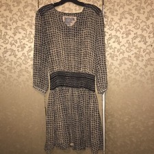 Anthropologie Vanessa Virginia Biege Black DAYTRIPPER Dress Small S