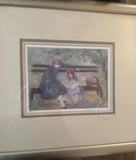 Barbara A. Wood Signed Lithograph Mother & Daughter 613/975 Framed under Glass