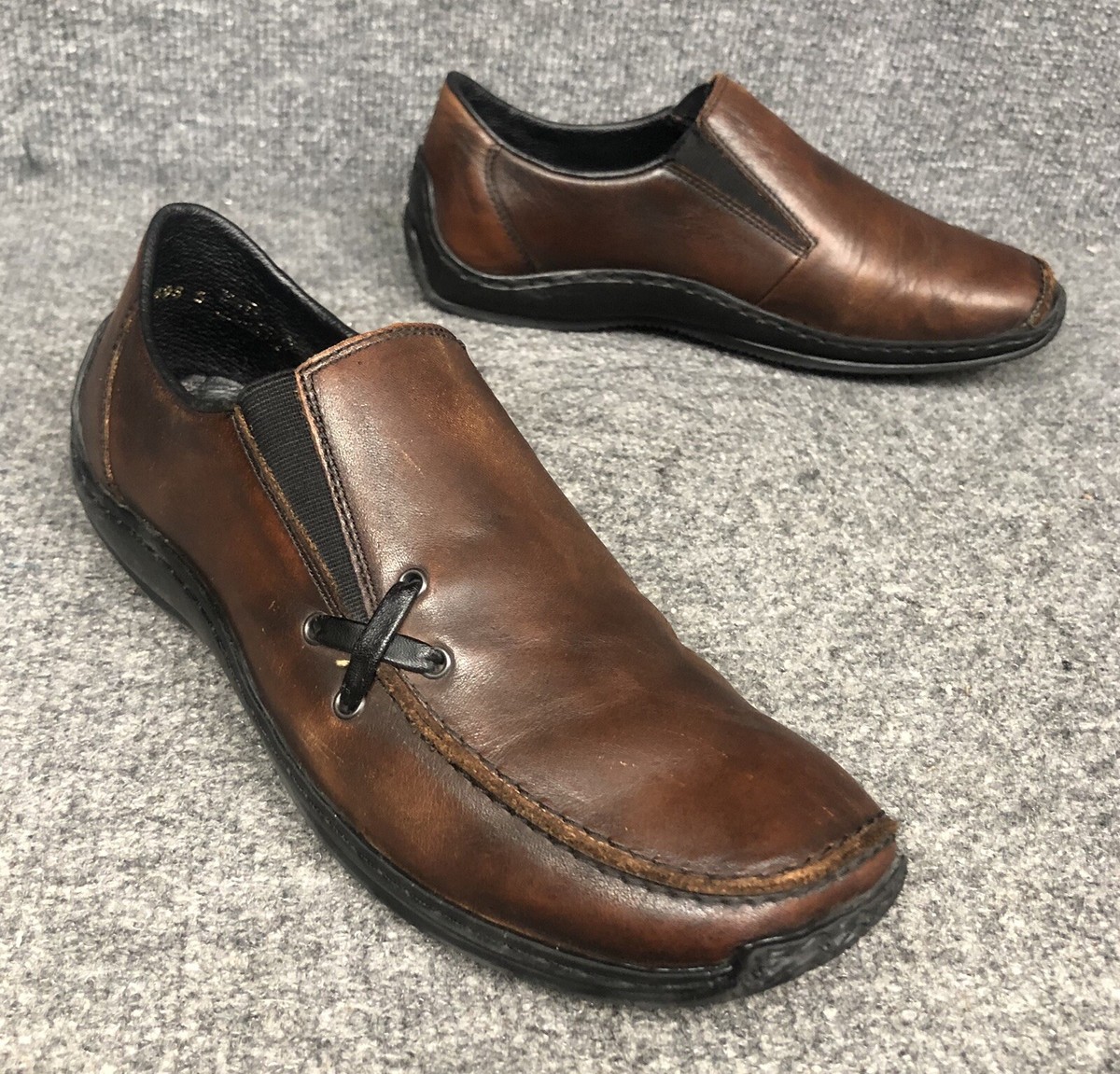 Rieker Anti Stress Loafers Leather Brown Perforated Slip On Mens 40 7.5 Rieker 03655-24 Hands-Free Men main image 4