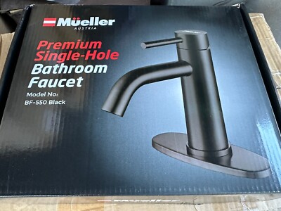 Mueller Premium Single Hole Bathroom Faucet BF-550 Matte Black. Open Box