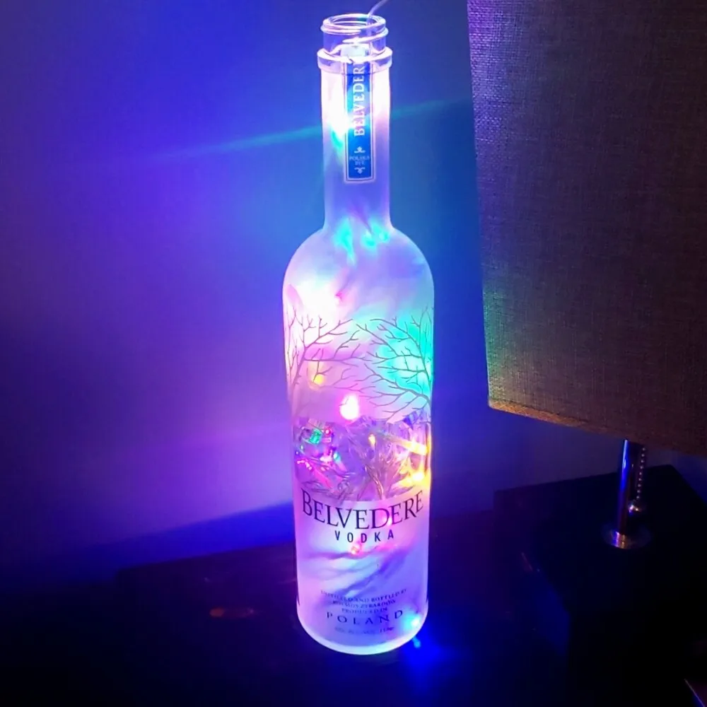 Holiday Light Up Belvedere Frosted Bottle