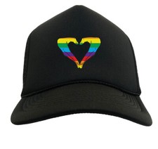 Rainbow Heart Hands - LGBTQ Love Pride Gay Lesbian Solid Trucker Hat