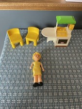 VTG Little Tikes Dollhouse Party Kitchen Yellow Chairs Mom Figure Accessory Lot