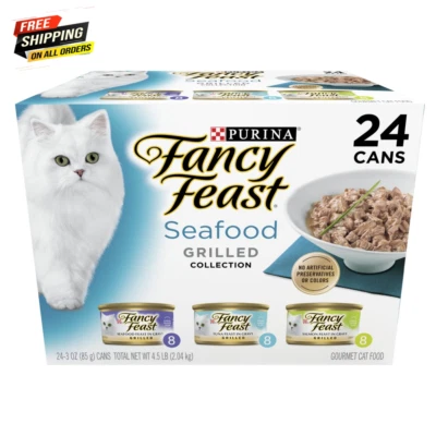 NESTLÉ PURINA PETCARE COMPANY Purina Fancy Feast Wet Cat Food Seafood, 3 Oz Cans (24 Pack) 🐱🐱🐱🐱
