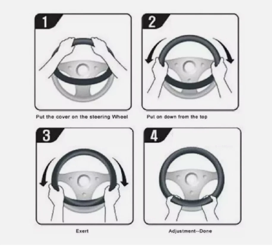 15"PU Leather+Carbon fiber Steering Wheel Cover For Mercedes Benz R-S-Class - Image 3 of 4