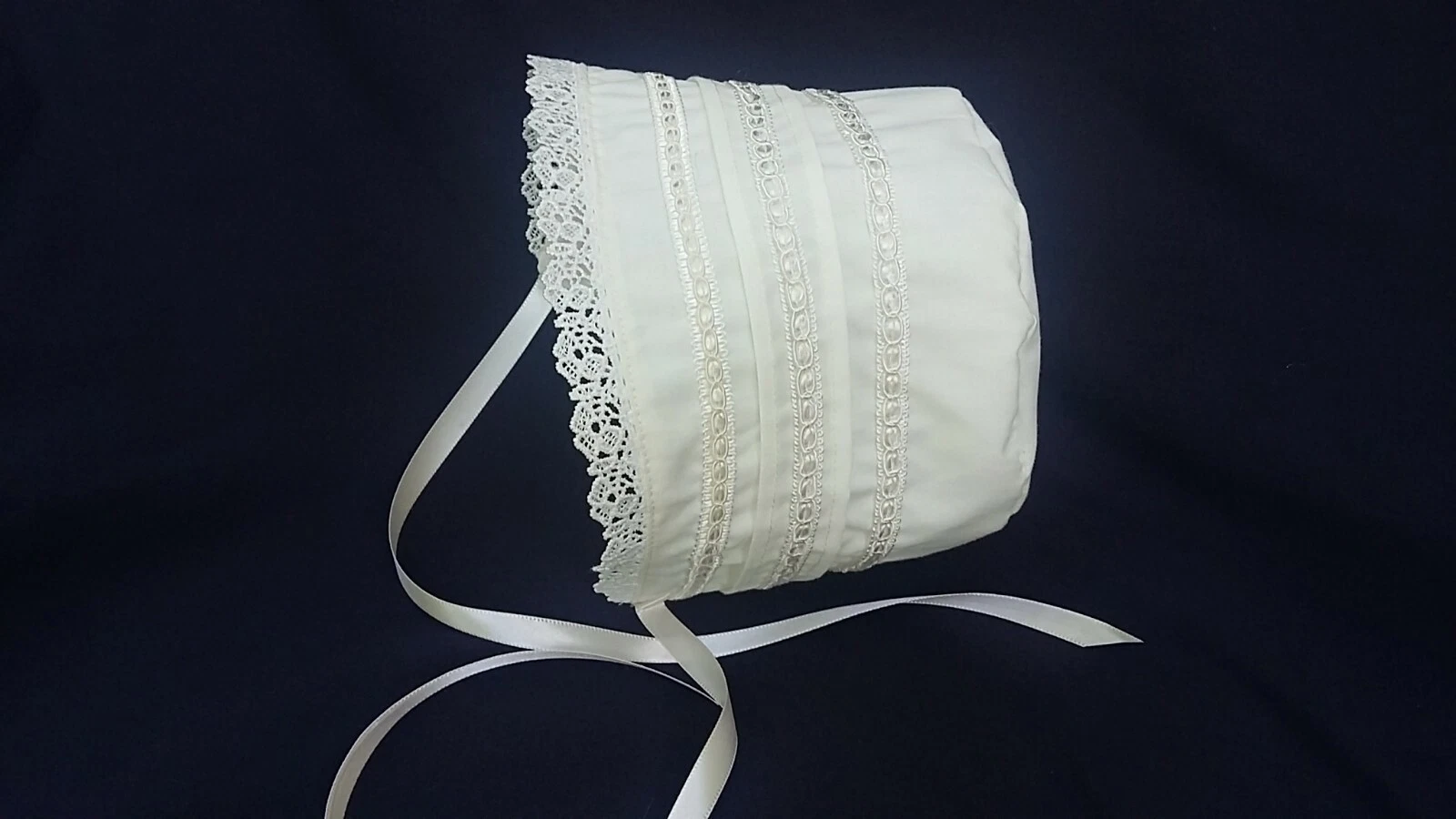 Reborn Girl Ivory/Cream Christening/Baptism/Wedding Bonnet /Sun Hat Size 0-24 M.