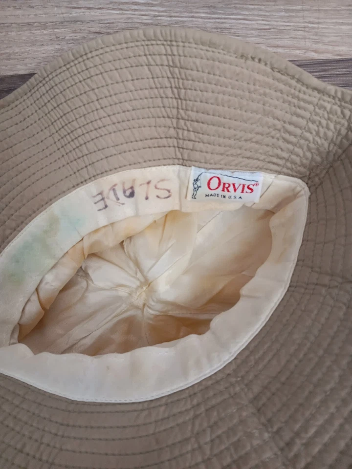 Sombrero de cubo Orvis Fishing Boonie bronceado empaquetable para mujer ajustable hecho en EE. UU. Foto 3 de 3