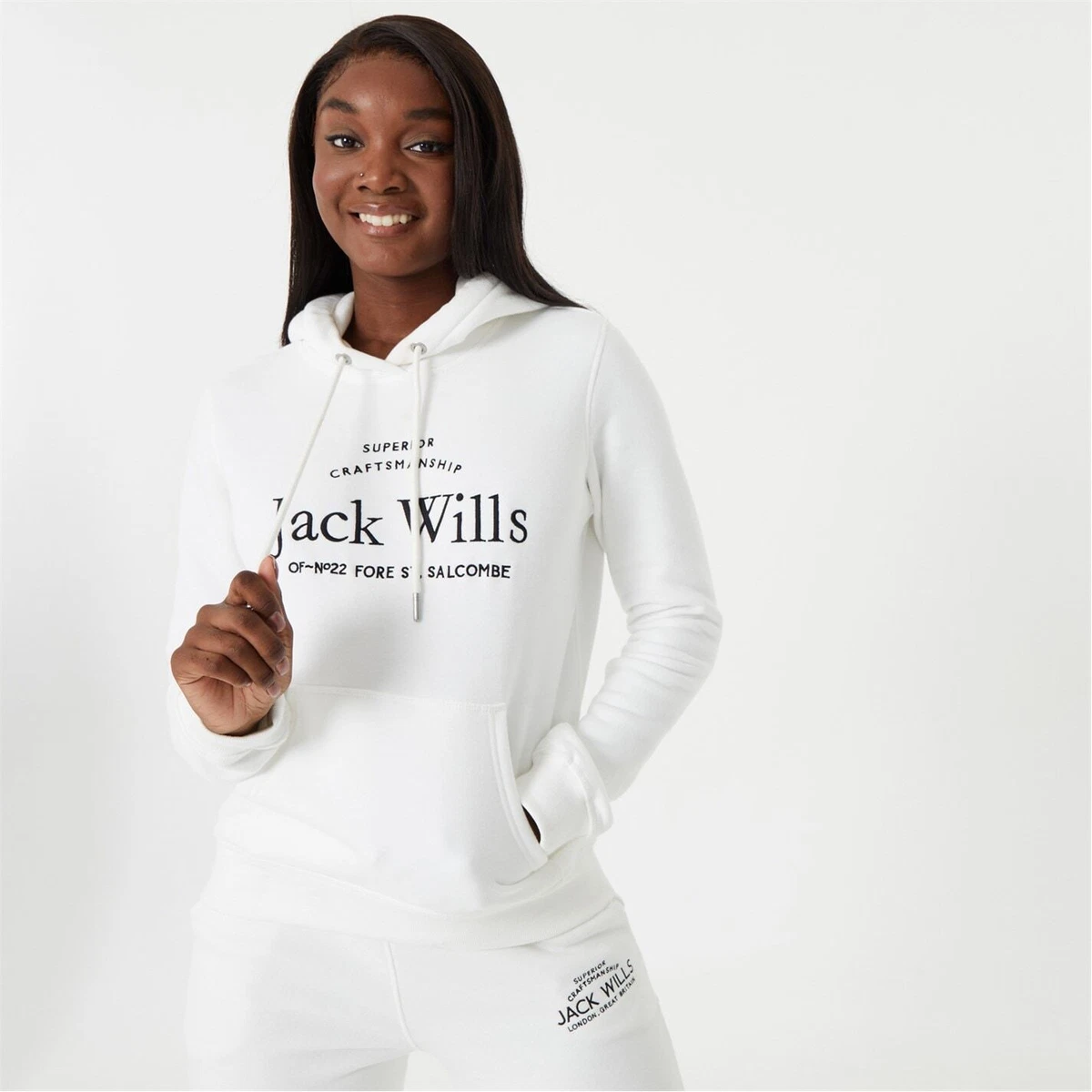 Jack Wills Womens Hunston Embroidered Hoodie OTH Hoody Hooded Top Cotton