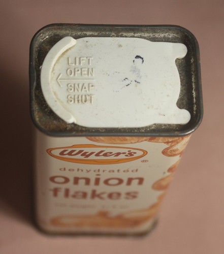 1960'S WYLER'S ONION FLAKES SPICE TIN / CAN 3/4 0Z. WYLER & CO.,CHICAGO ILL. - Bild 5 von 6