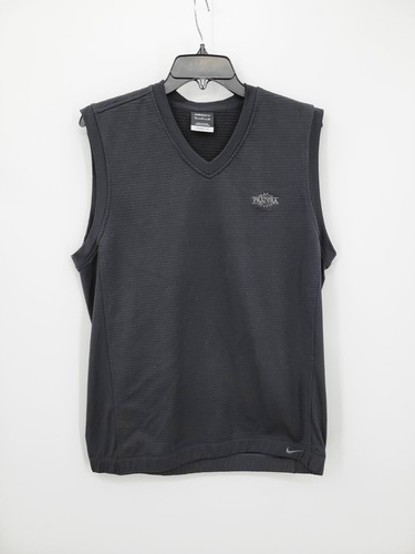 Nike Golf Vest Mens Medium Black Quilted Embroidered Course Logo Performance