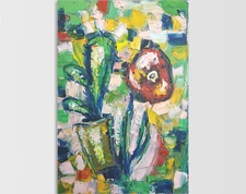 Original oil painting Cactus Flowers artwork Abstract Floral still life wall art