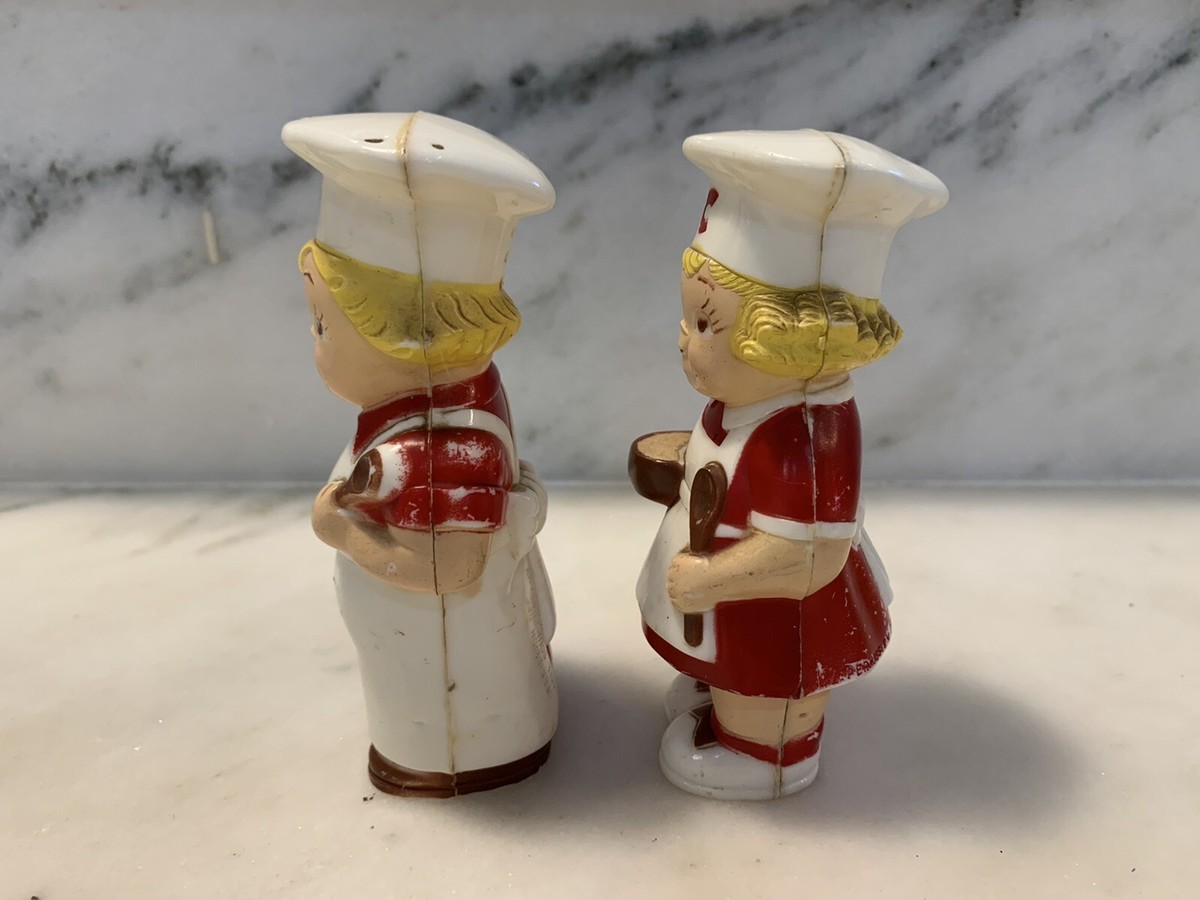 Vintage 1950's Campbell Soup Kids Plastic Salt & Pepper