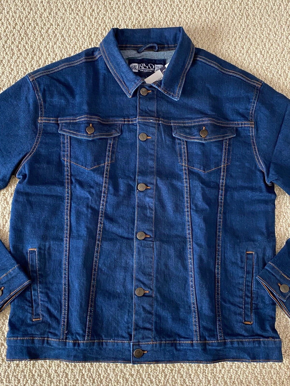 NWT Men's RND Denim Classic Dark Blue Button Denim Jean Jacket ALL