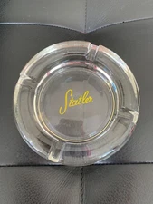 Vintage Mid-Century Modern Heavy Glass Ashtray Statler Advertising MCM