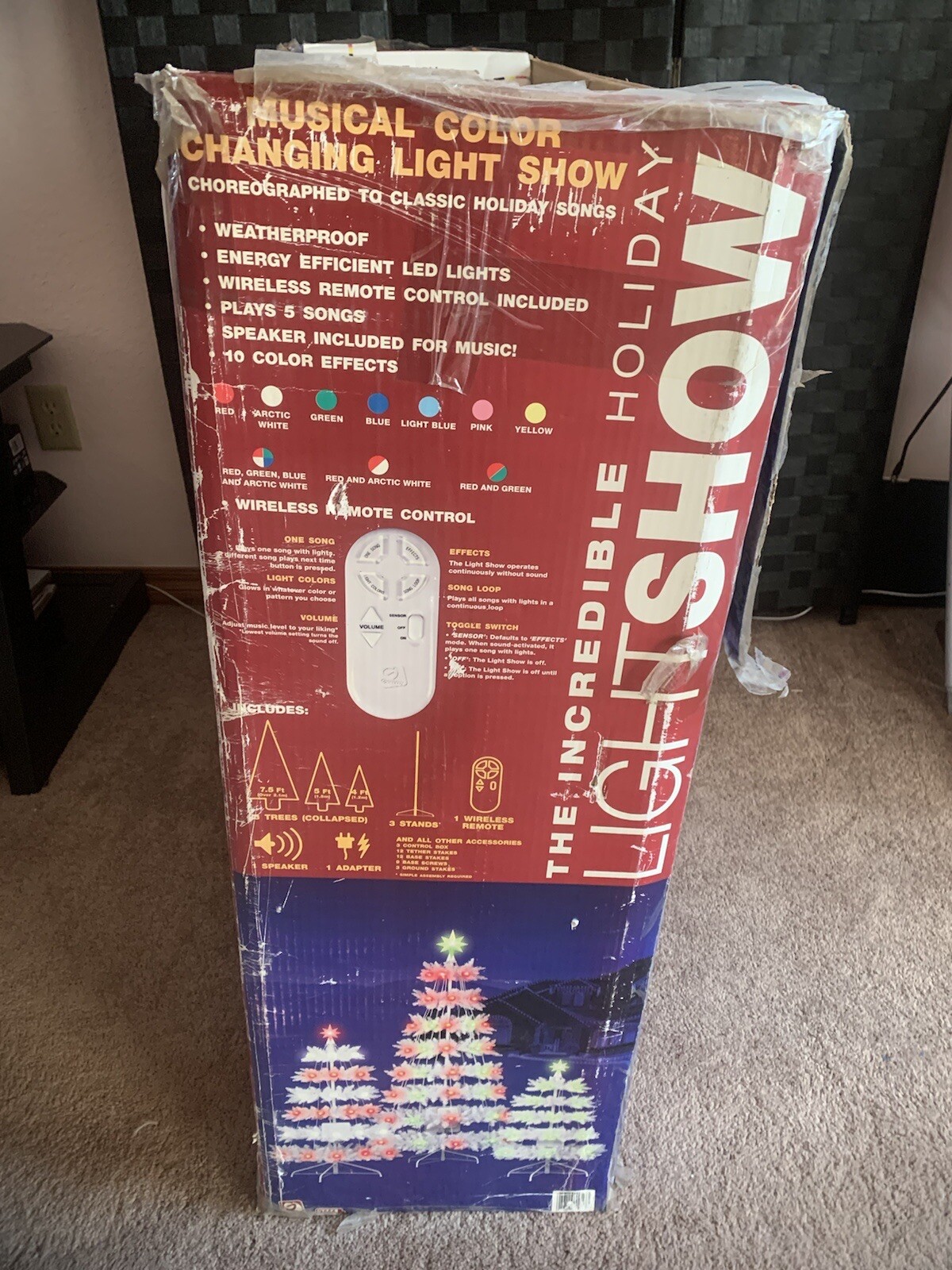 RARE Gemmy The Incredible Holiday Light Show Christmas Tree Trio