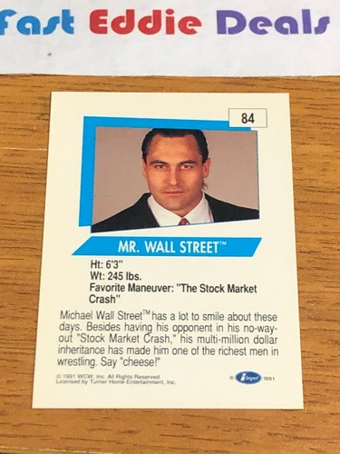 IMPEL MARKETING 1991 WCW MR WALL STREET MIKE ROTUNDA IRS CARD 84 EXCELLENT - Picture 2 of 2