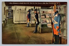 Postcard NY Fort Ticonderoga Museum South Barracks Uniforms Linen E972