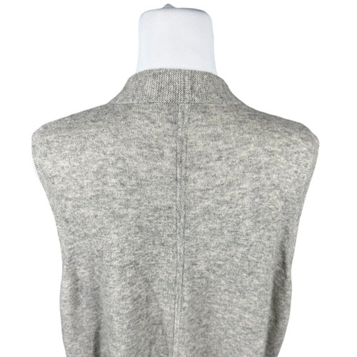 Maglione Vince L grigio lana cashmere senza maniche drappeggiato hi basso gilet tasche chic - Foto 11 di 17
