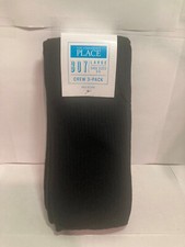 Children's Place Crew Socks 3 Pack Boys Black L 3 - 6