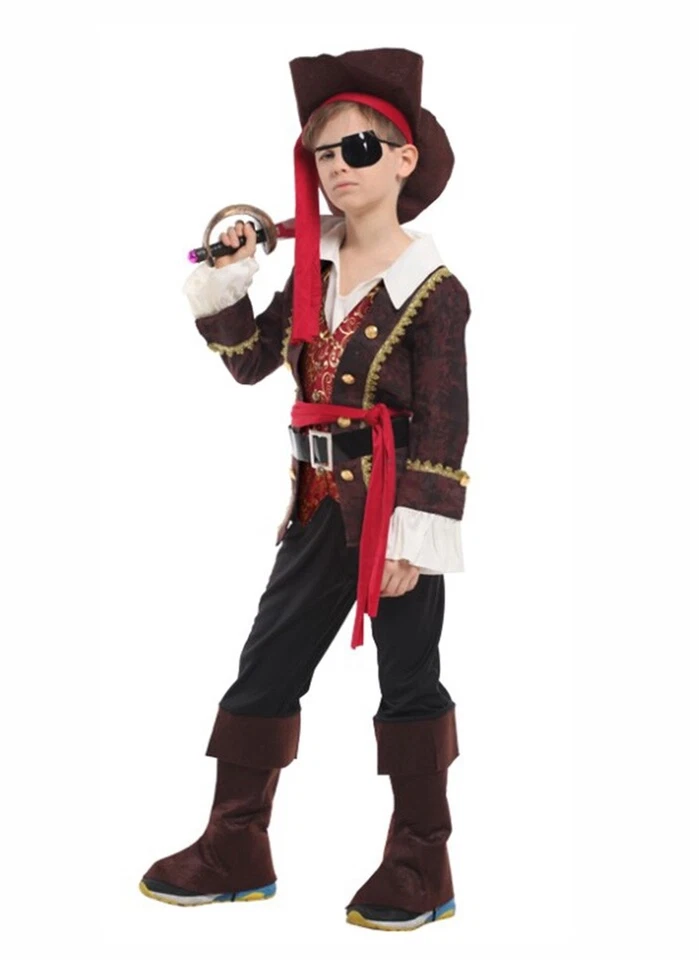 Disfraz de pirata caribeño niño calavera huesos cruzados niños niño gótico semana del libro Foto 2 de 4