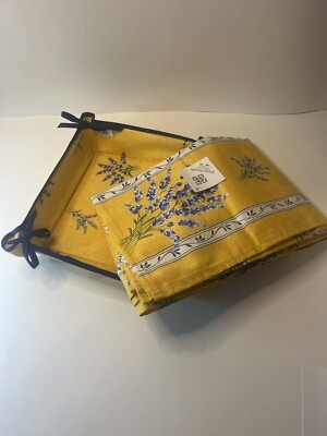Made In France Tissus Toselli Bread Basket And Matching Tablecloth (155x120)
