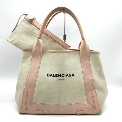 Balenciaga Navy Cabas Cute Small Tote Bag S Size Handbag Pink 