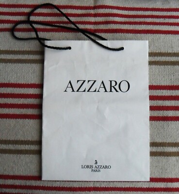 Vintage AZZARO Loris Azzaro Paris, White Shiny Paper BAG, Black Rope Handles