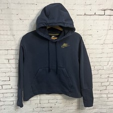 Nike NSW Hoodie Cropped Women Small Oversized Sweatshirt Navy