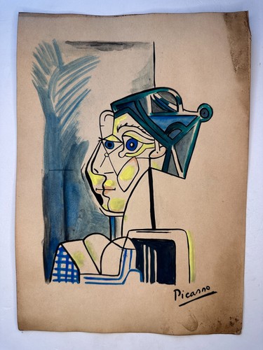 Pablo Picasso COA art painting original drawing vintage paper signed stamped - 第 1/3 張圖片