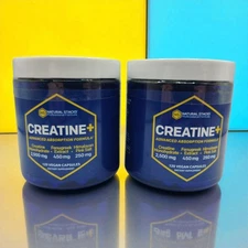 2 Natural Stacks Creatine Advanced Absorption Formula 120 Vegan Caps EXP 1/27