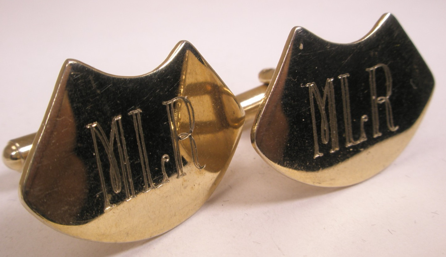 MLR ENGRAVED Monogram Initial Letter Vintage Cuff… - image 4