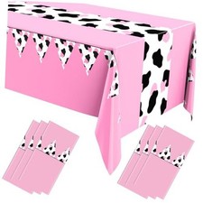 6 Pcs Pink Cow Tablecloth 54 x 108 Inch Cow Table Runner Rectangular Cow