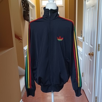 め*る様 大人気 90s Old adidas firebird トラックジャケ Adidas Firebird Track Jacket Mens Large Rasta 3 Stripe Bob Marley