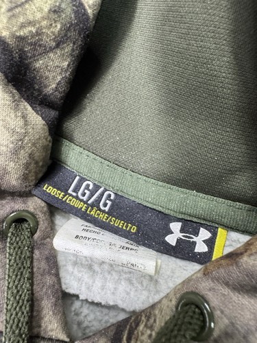 Under Armour Sweatshirt Men Large Camo Hoodie Mossy Oak Treestand Hunting Woods - Picture 3 of 9
