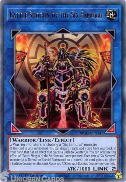 MGED-EN143 Battle Shogun of the Six Samurai Rare 1st Edition Mint YuGiOh Card